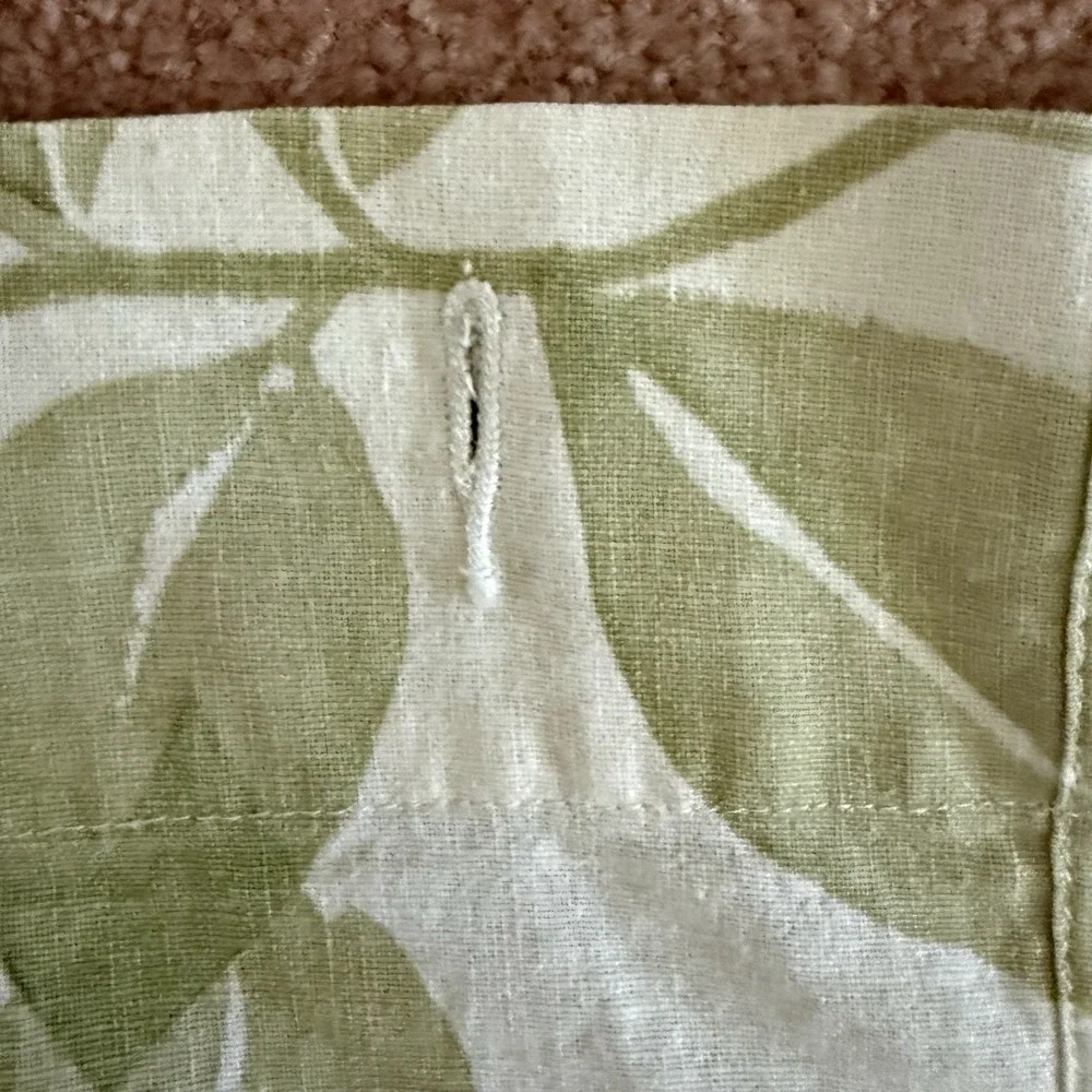 Pottery Barn Shower Curtain Green Botanical Palm Leaf Linen Blend Shower Curtain